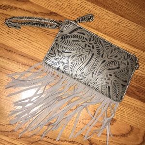 Fringe wristlet, clutch or crossbody